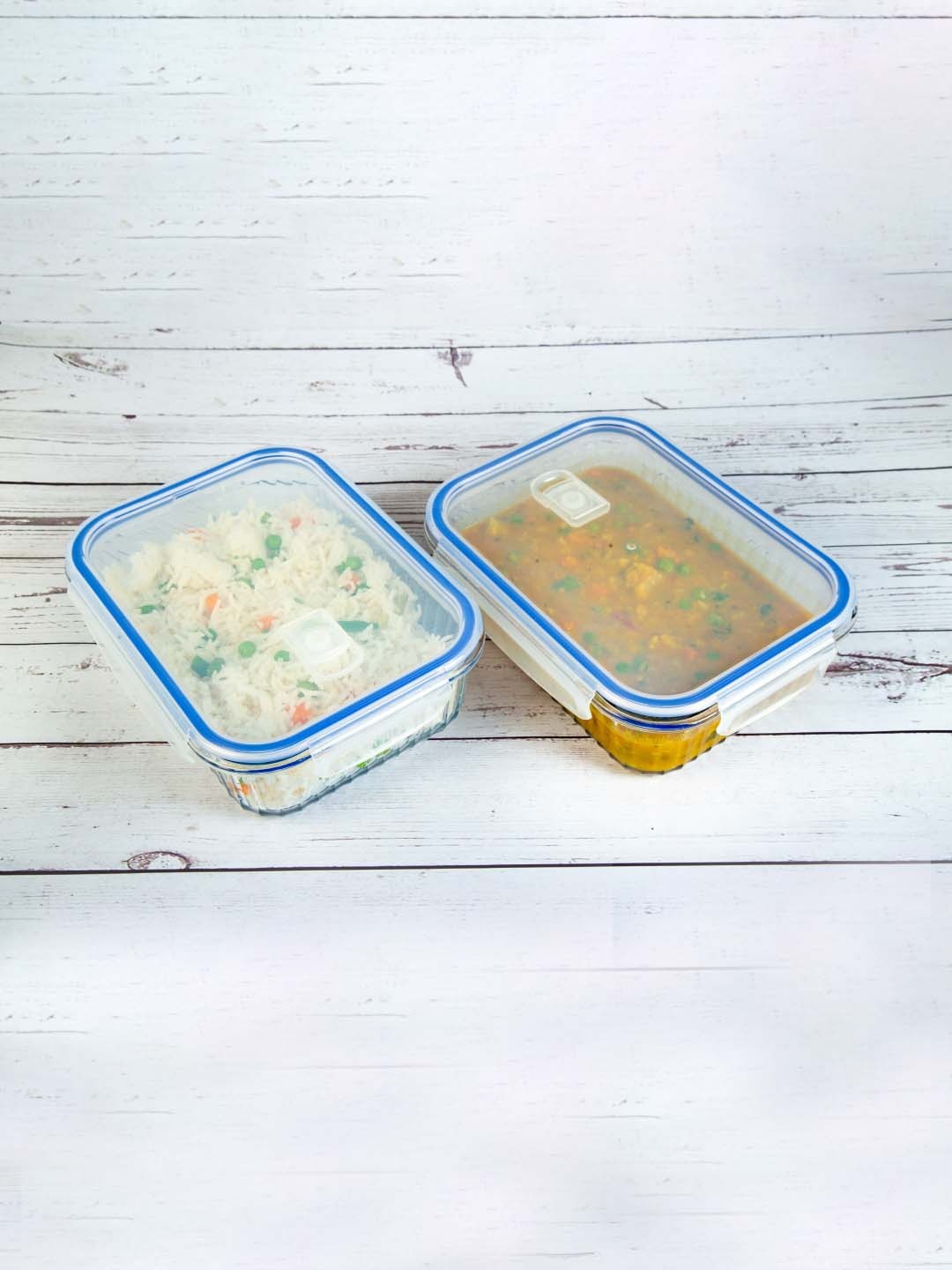 

Truly Eco Smart Living Retail Transparent & Blue 2 Pieces Glass Fridge Containers 1.52L