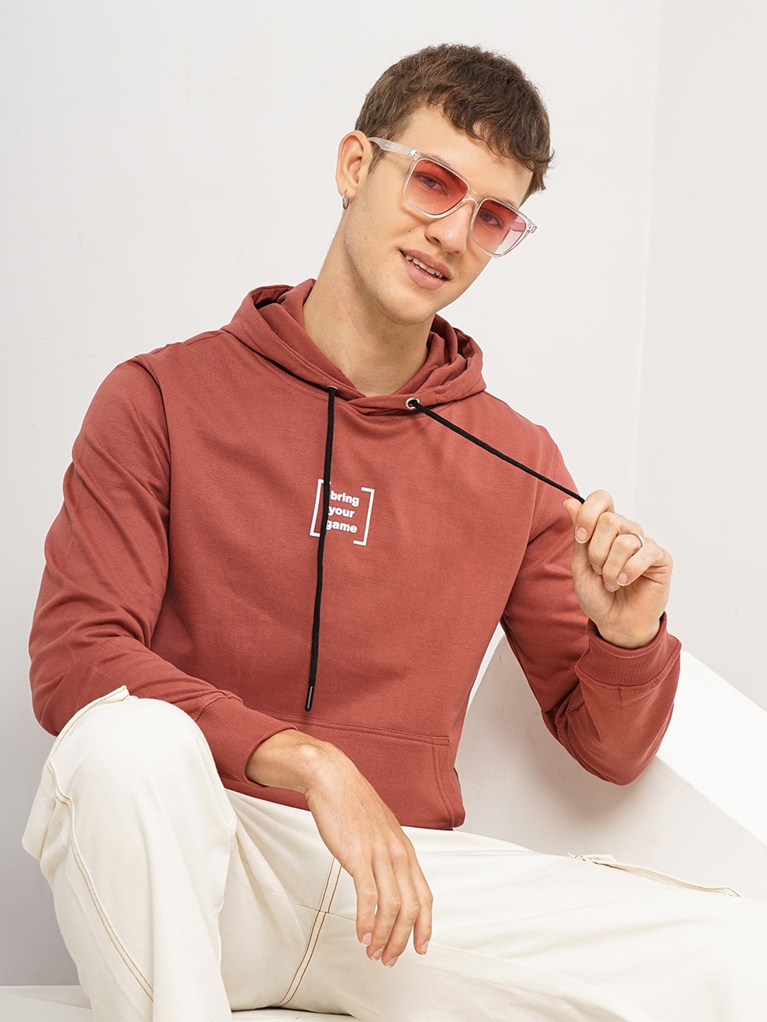 

Genoa Men Printed Hooded Sweatshirt, Rust