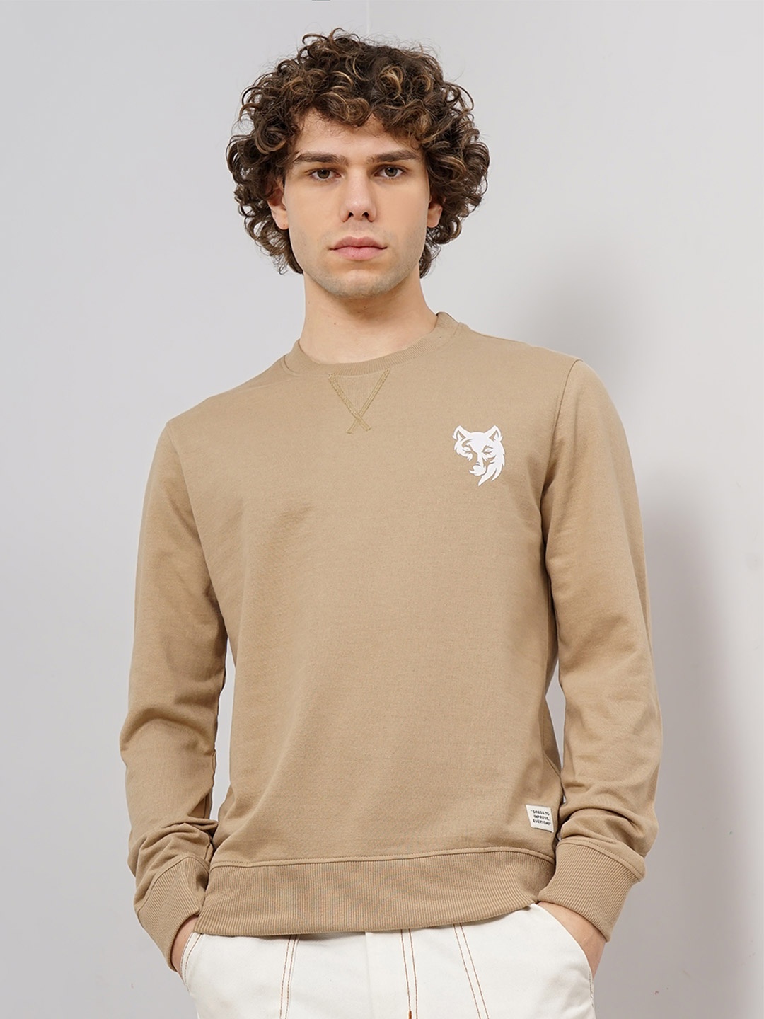 

Genoa Men Printed Pullover Sweatshirt, Beige