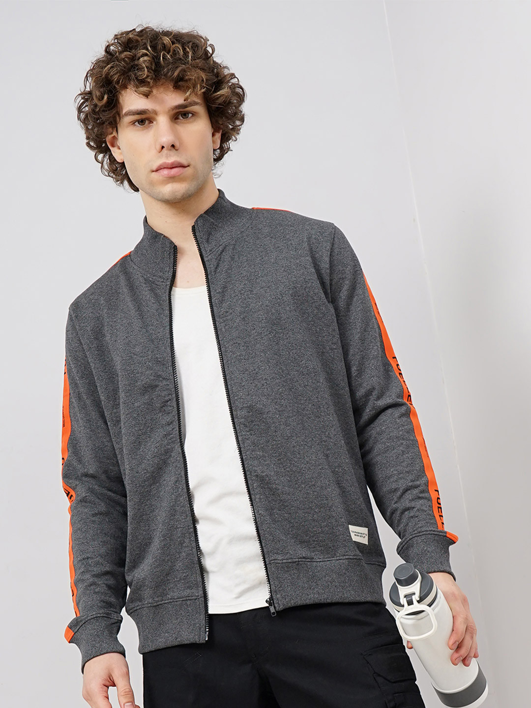 

Genoa Men High Neck Cotton Sweatshirt, Grey