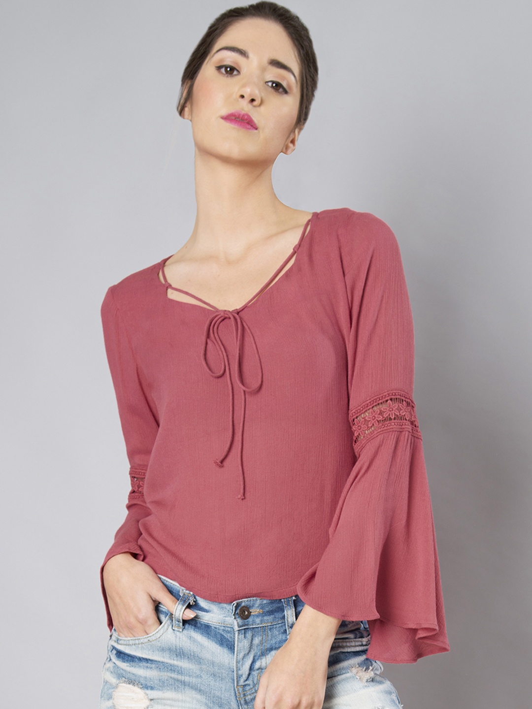 

FabAlley Women Pink Solid Top
