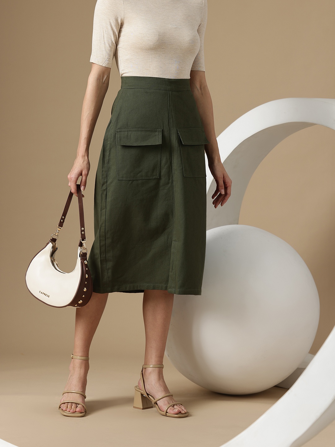 

Chemistry Pure Cotton A-Line Skirt, Green