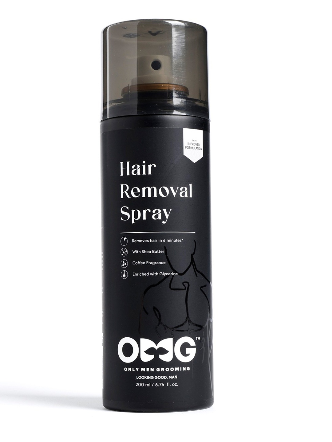 

OMG OnlyMenGrooming Hair Removal Spray - 200 ml, Black