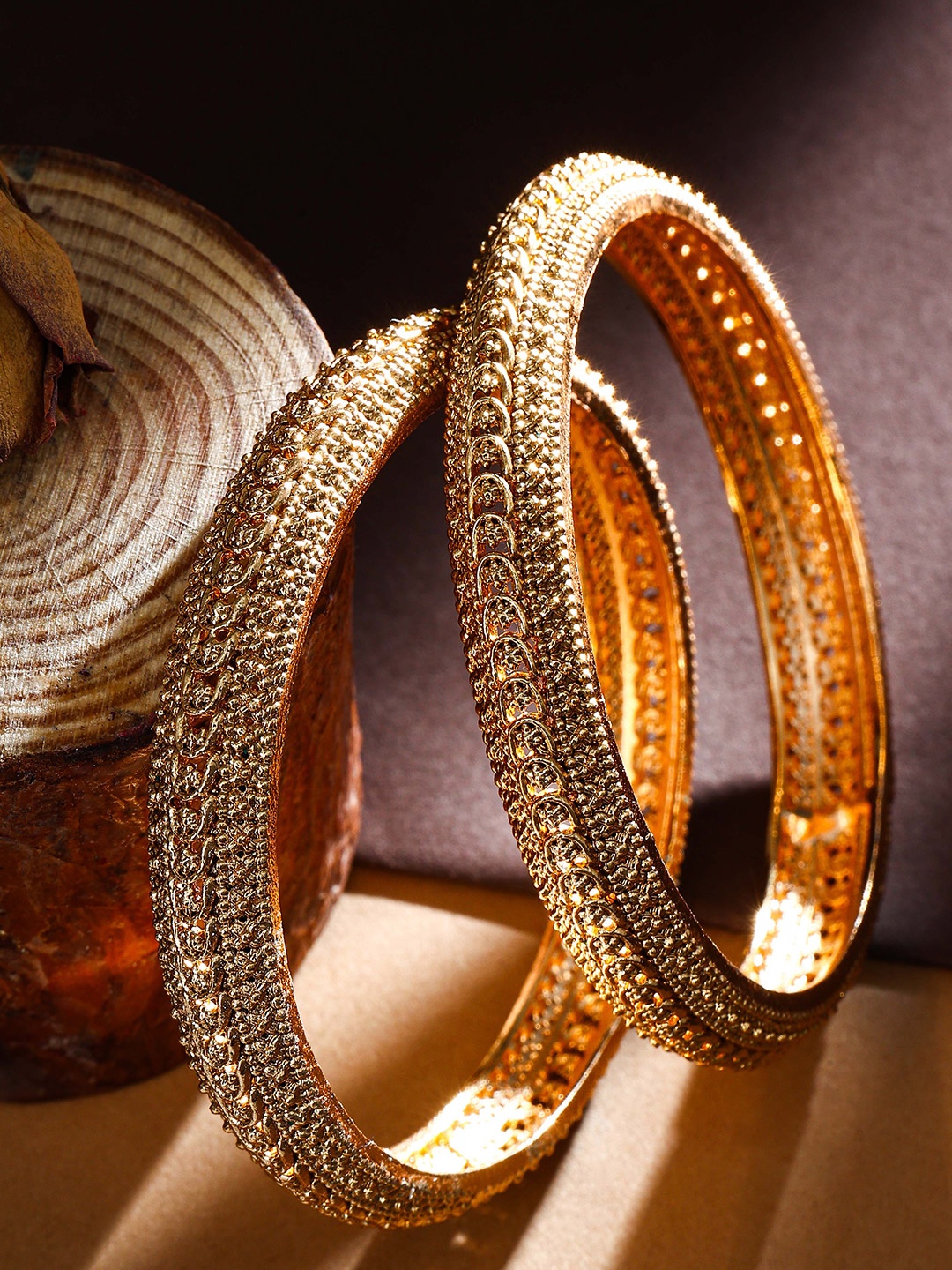 

South Temple Jewellery Set Of 2 Gold Plated Bangles