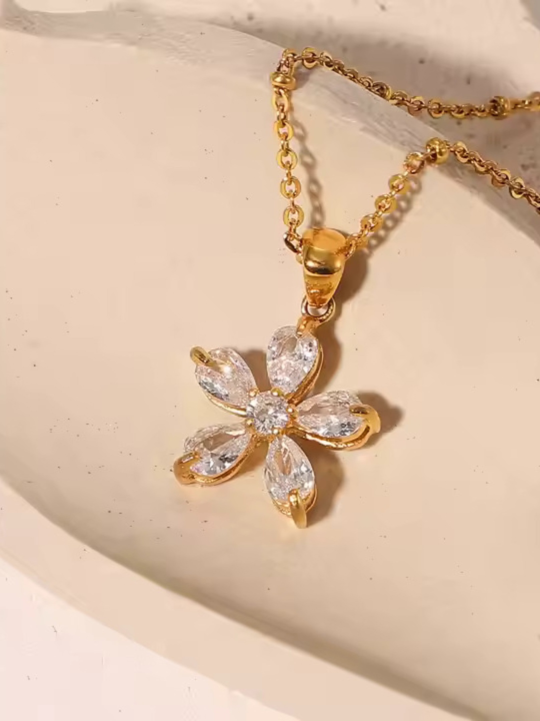 

ZAISHA 18k Gold Plated Statement Flower Necklace, White