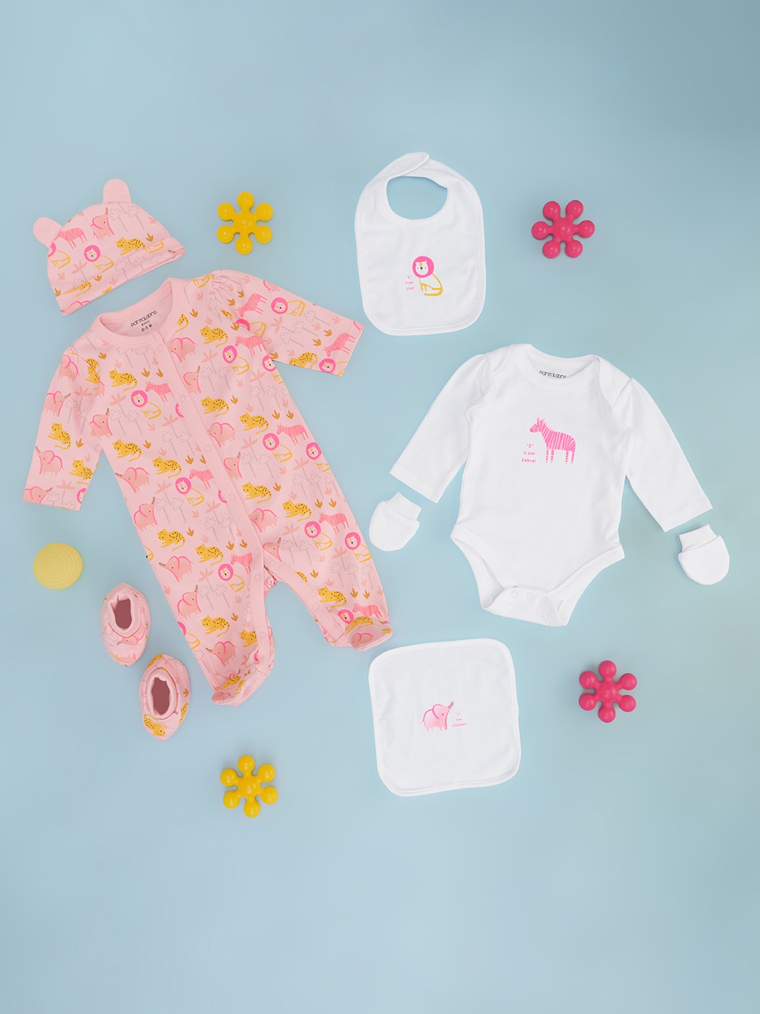 

Pantaloons Baby Infants Boys Pack Of 7 Pure Cotton Baby Apparel Gift Set, Pink