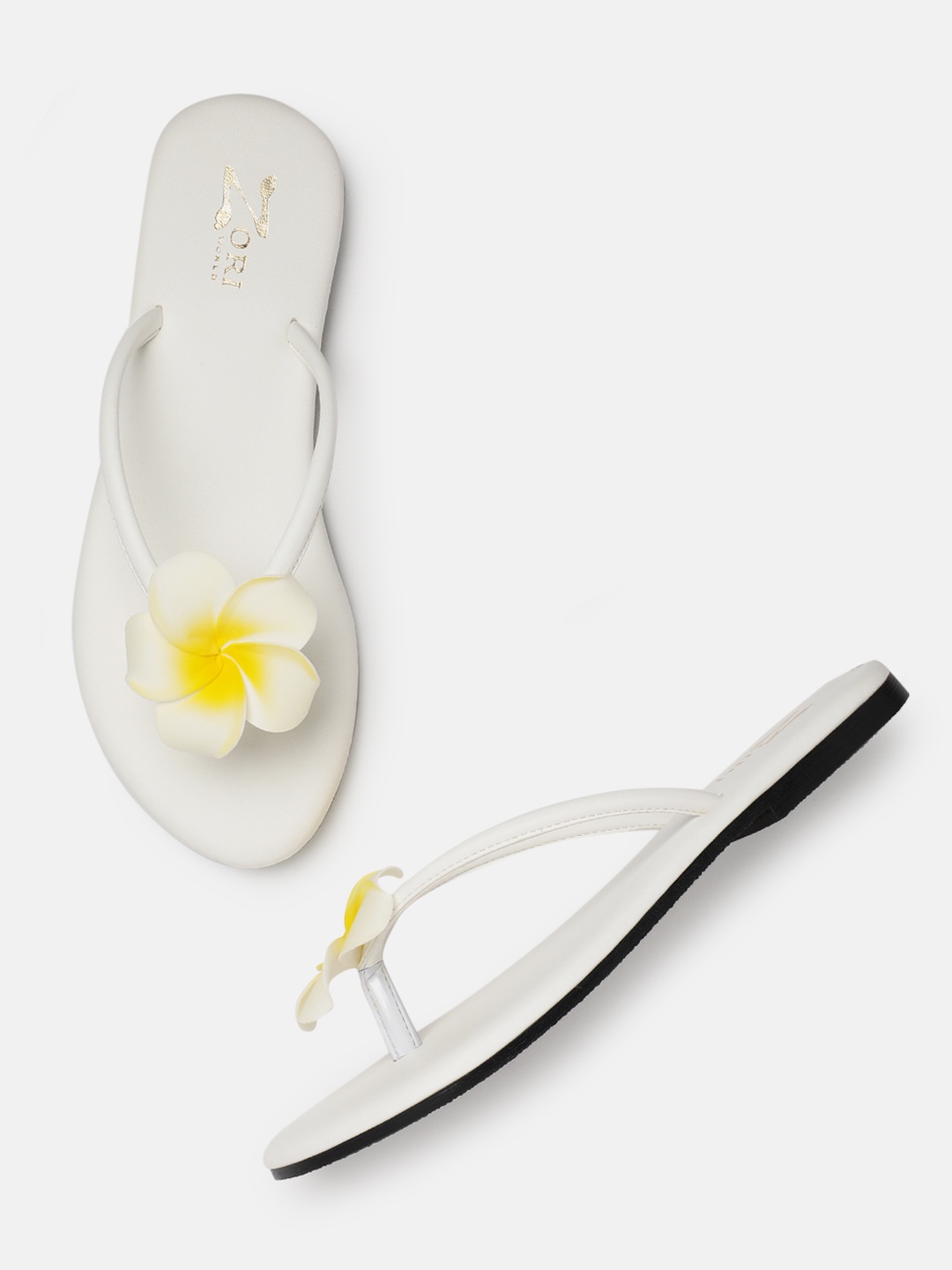 

ZORI WORLD Women Floral Open Toe Flats, White
