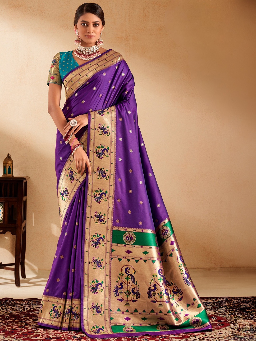 

MySilkLove Byzantium Purple Woven Paithani Saree