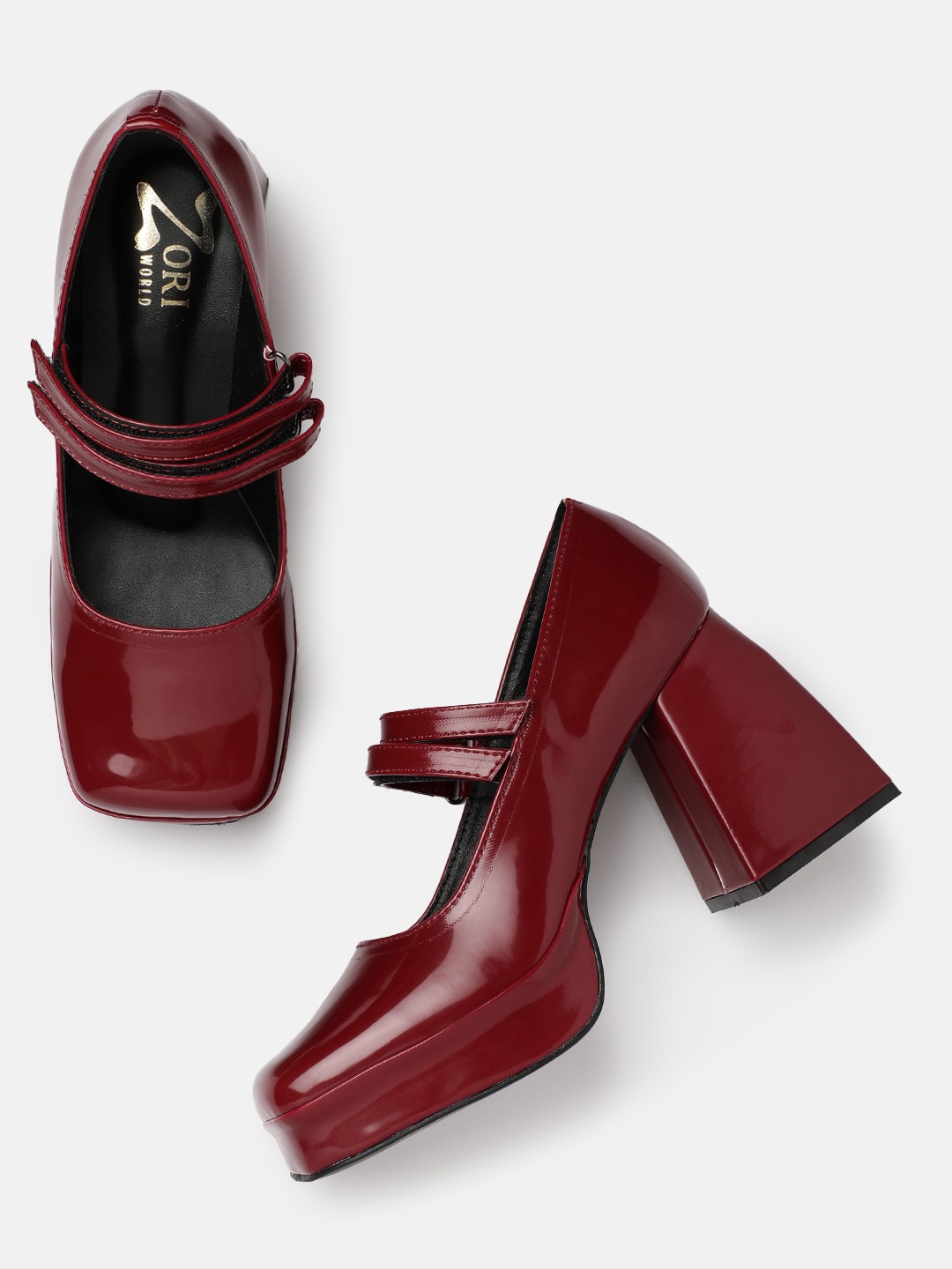 

ZORI WORLD Party Block Mary Janes, Maroon