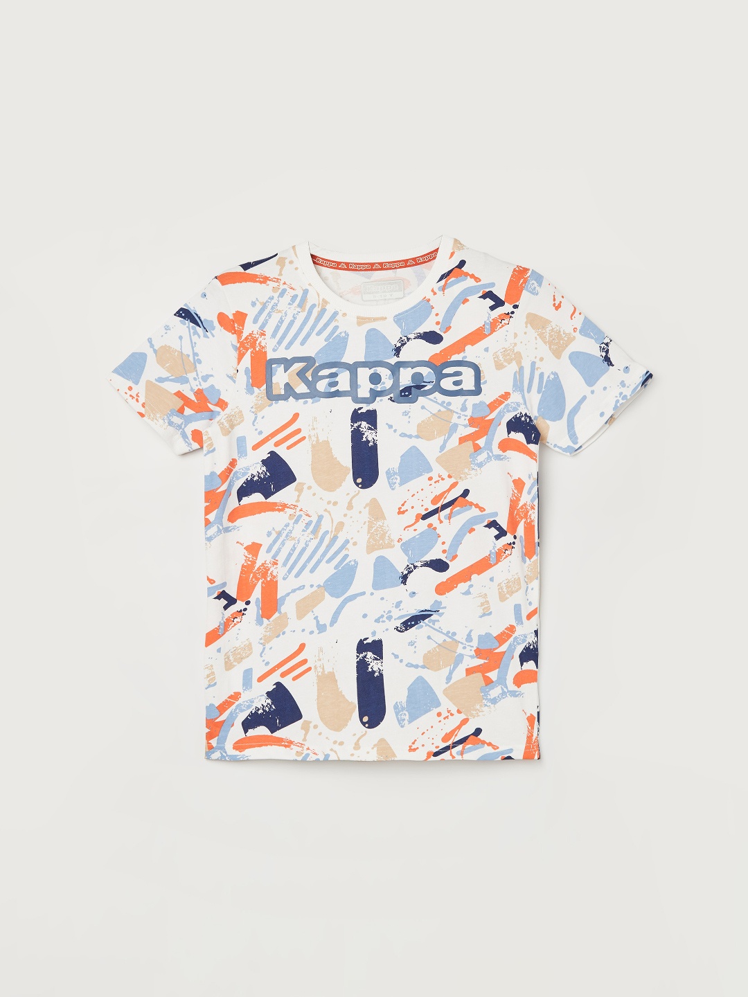 

Kappa Boys Conversational Printed Round Neck Short Sleeves Cotton T-shirt, White