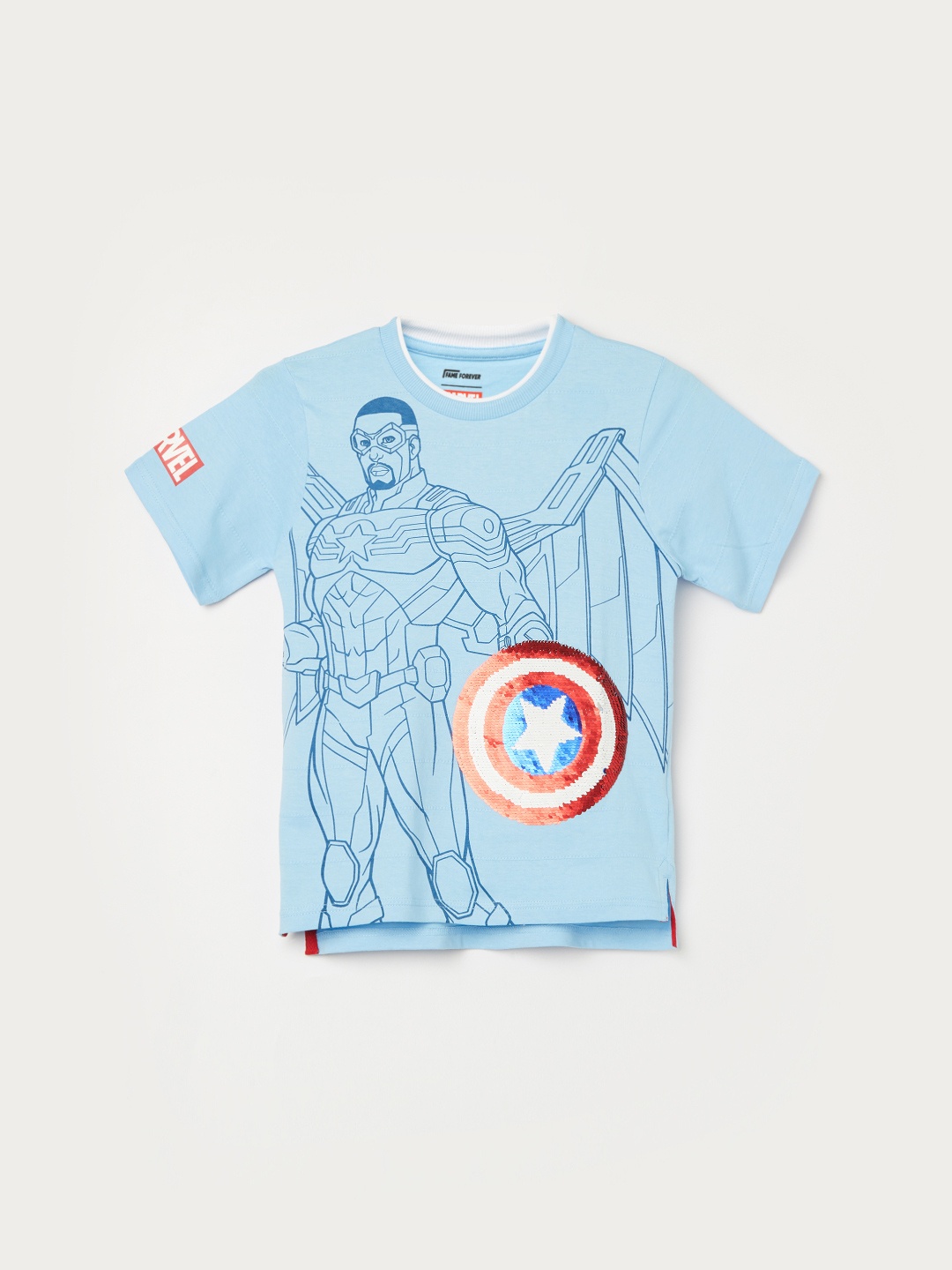 

Fame Forever by Lifestyle Boys Captain America Printed Cotton T Shirt, Blue