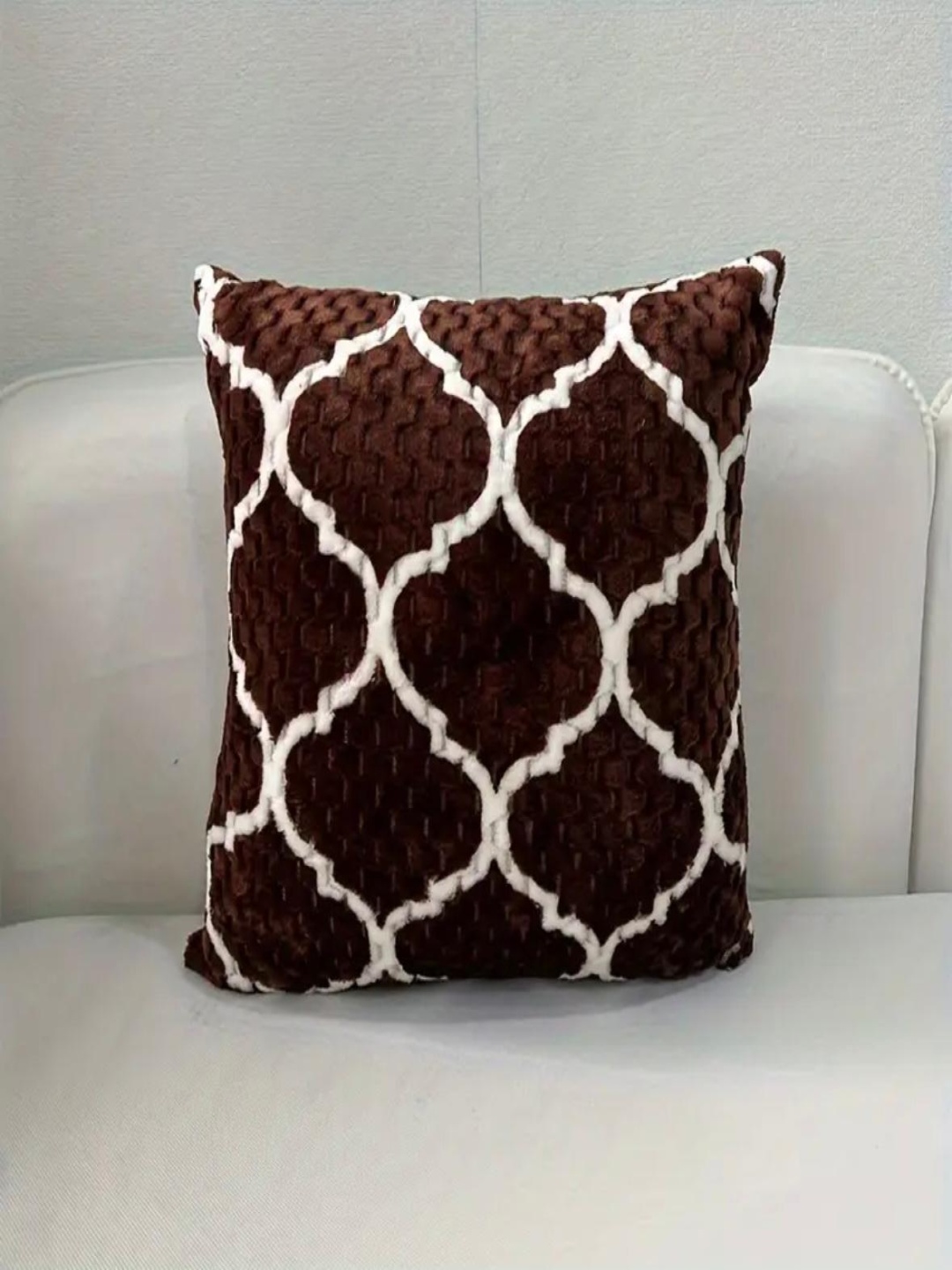 

MONKDECOR Brown & Red Set of 5 Abstract Printed Velvet Square Cushion Covers