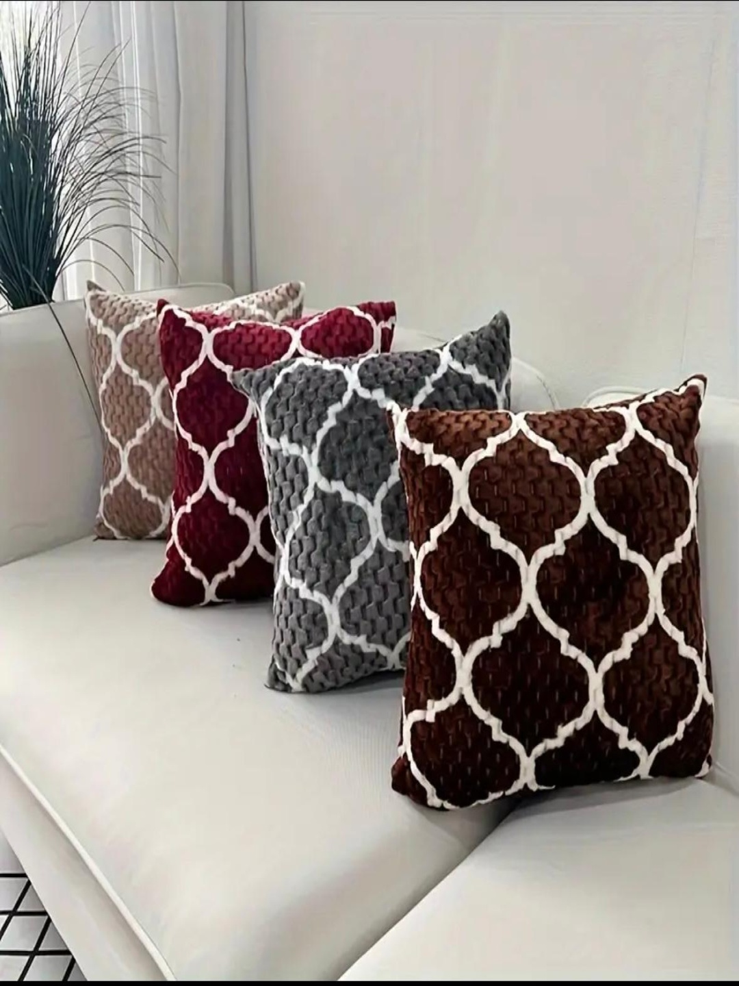 

MONKDECOR Brown & White Abstract Velvet Square Cushion Covers
