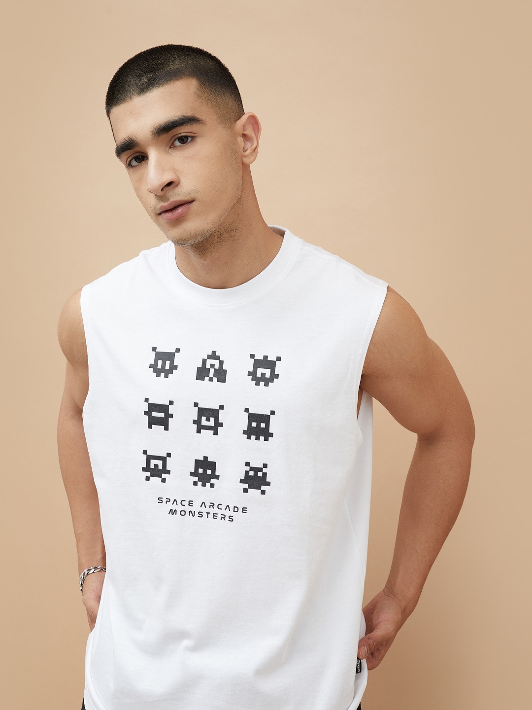 

Fame Forever by Lifestyle Men Typography Printed Applique T-shirt, White