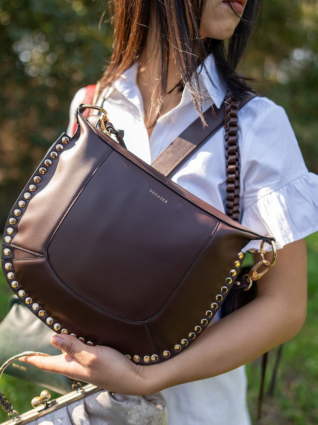 

Theater Structured Sling Bag with Tasselled, Brown