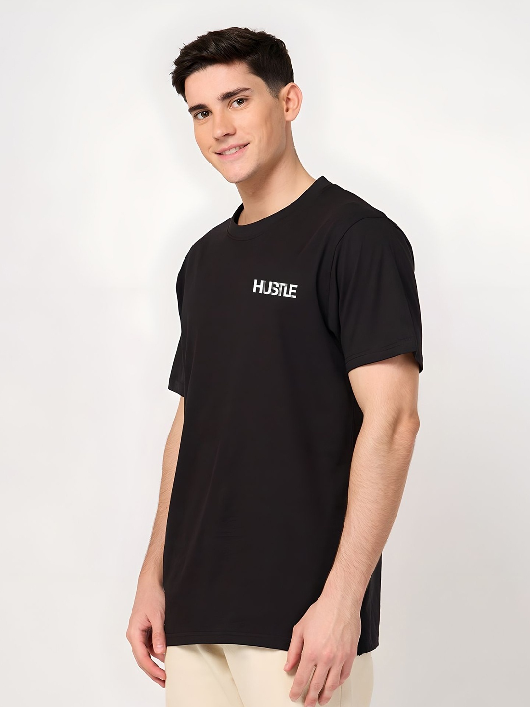 

SZN Men Graphic Printed Round Neck Cotton T-shirt, Black