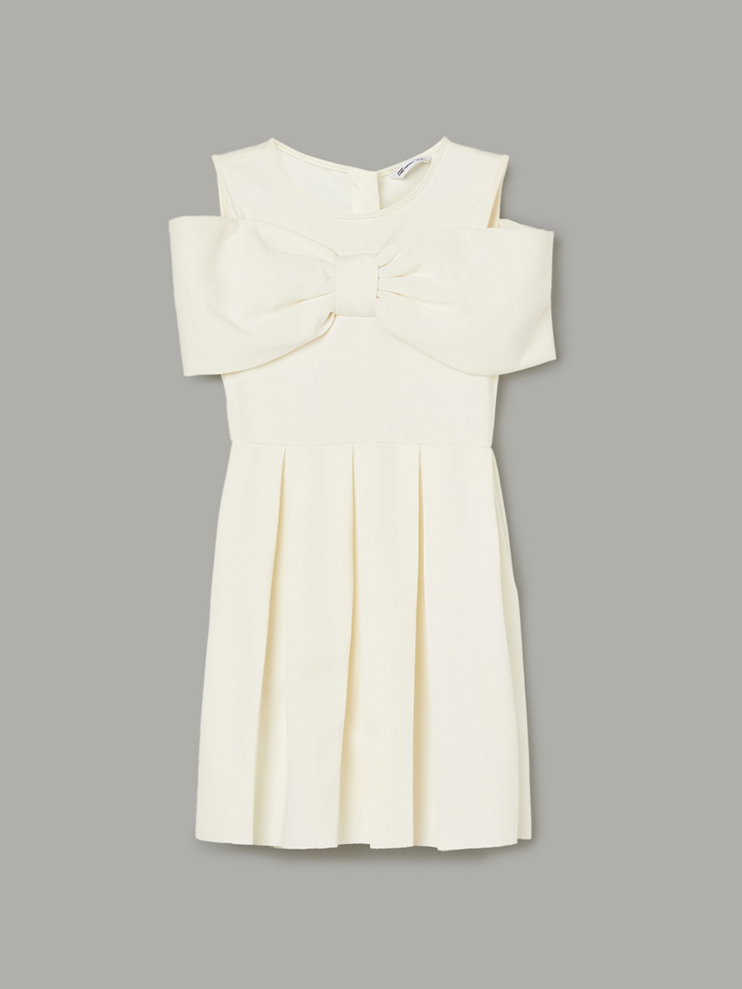 

Fame Forever by Lifestyle Girls Cold-Shoulder Fit & Flare Knee Length Dress With Bow, Off white