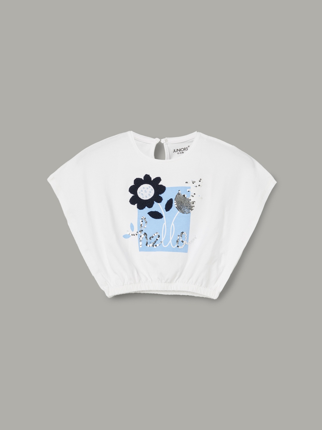 

Juniors by Lifestyle Girls Printed Extended Sleeves Applique T-shirt, White