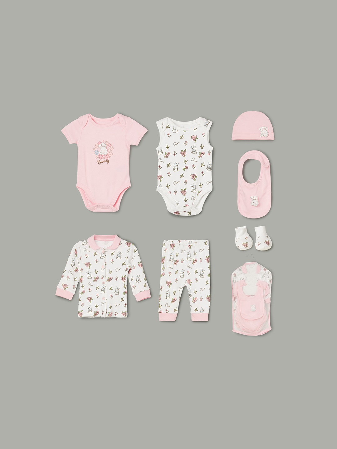 

Juniors by Lifestyle Infant Girls 7-Pcs Printed Cotton Gift Set, Pink