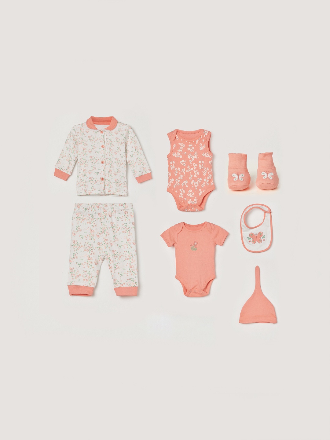 

Juniors by Lifestyle Infant Girls 7-Pcs Printed Cotton Gift Set, Coral