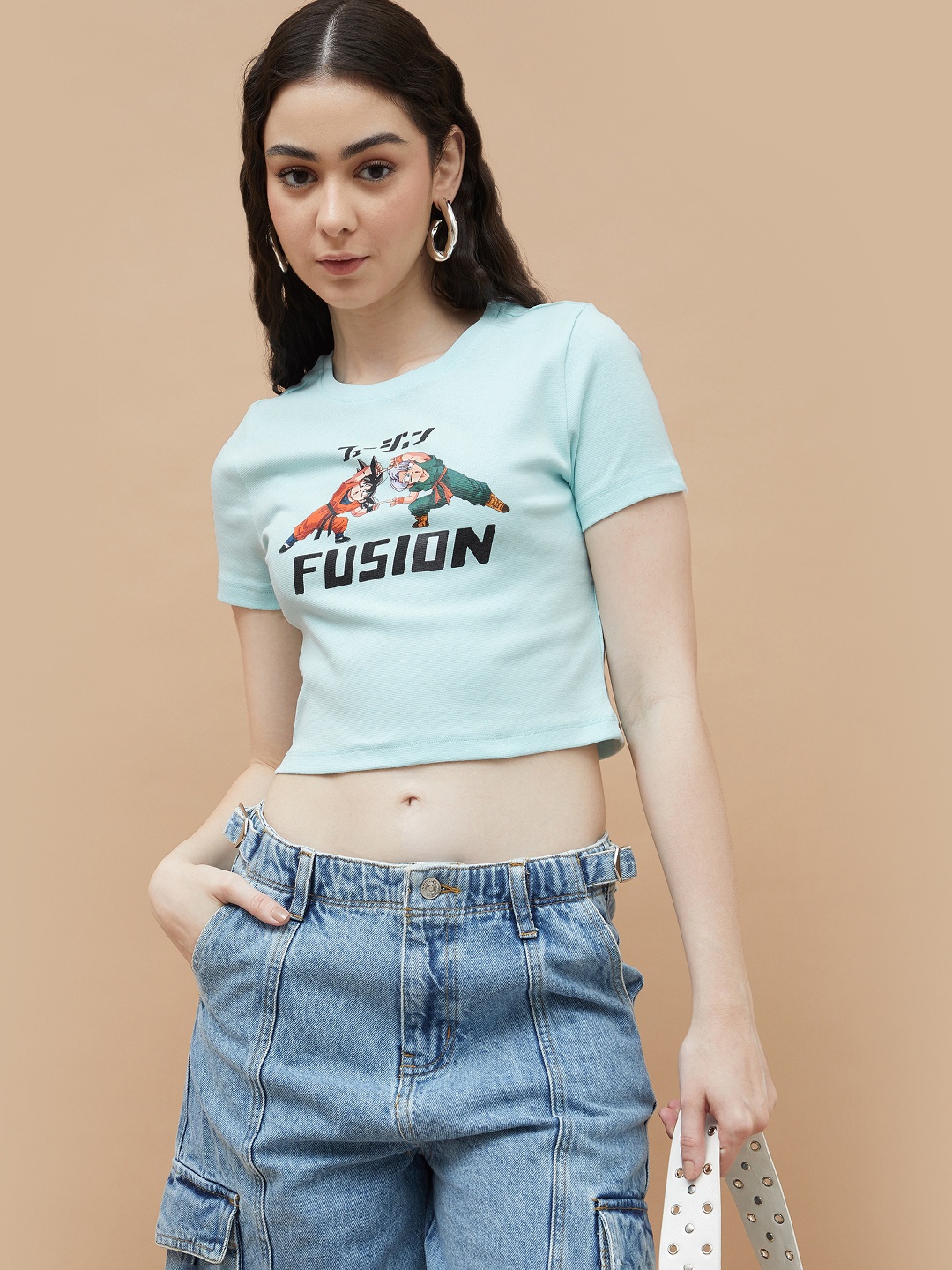 

Ginger by Lifestyle Women Typography Printed Round Neck Cotton T-shirt, Blue