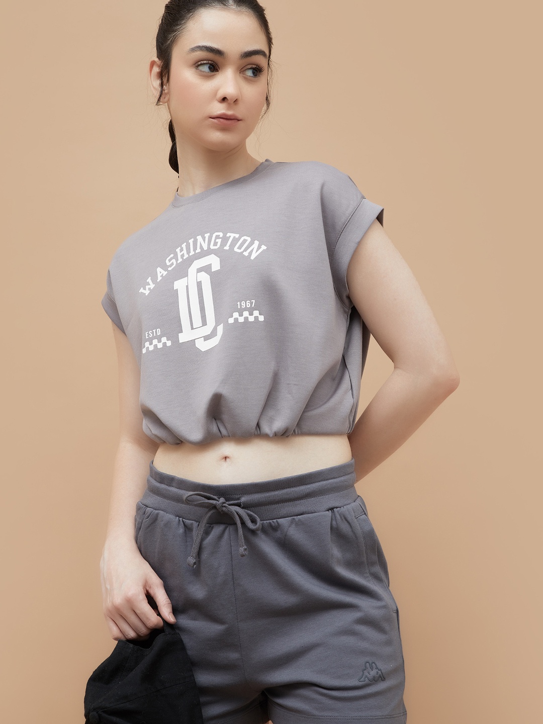 

Kappa Women Typography Extended Sleeves T-shirt, Grey