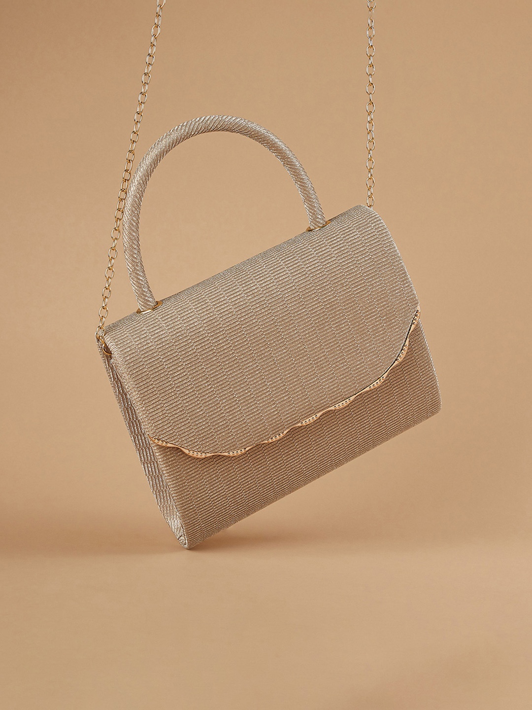 

CODE by Lifestyle Women Textured Structured Satchel Bag, Beige