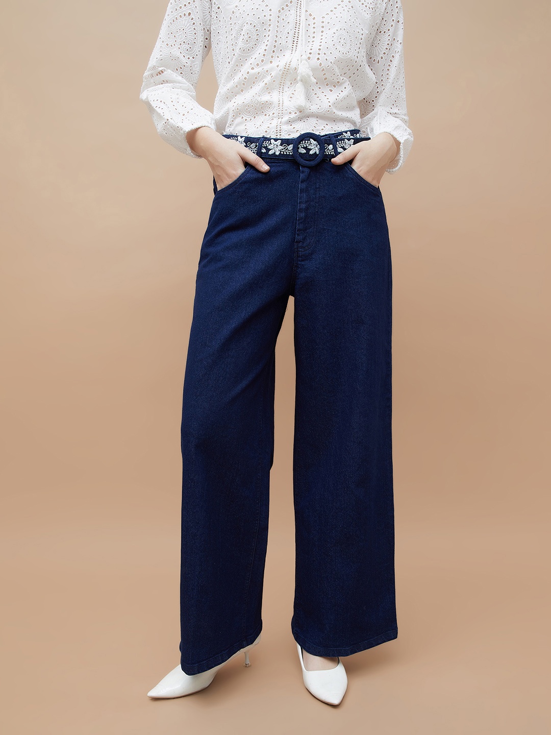 

Colour Me by Melange Women Regular Fit Mid-Rise Pure Cotton Jeans, Blue