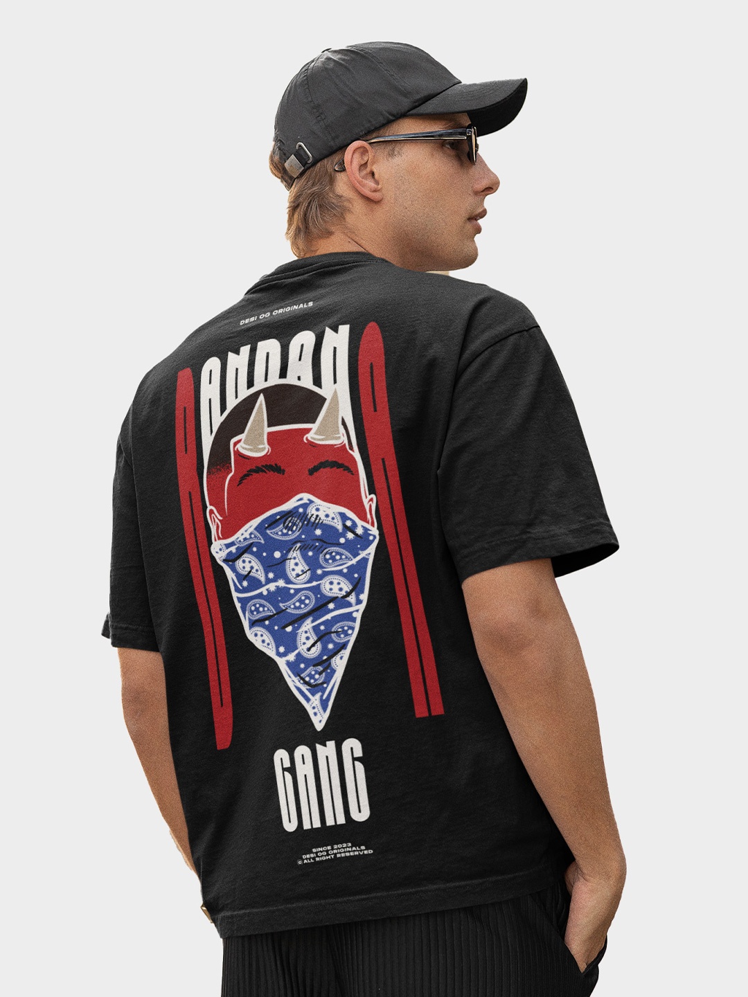 

Desi OG Men Graphic Printed Round Neck Cotton Oversized T-shirt, Black