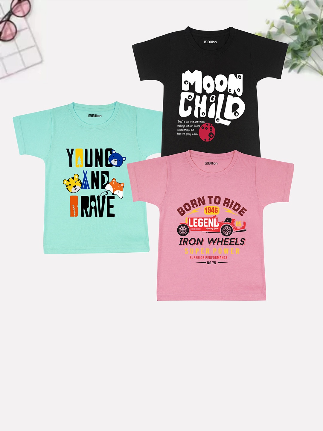 

Billion Boys 3 Printed Bio Finish Applique T-shirt, Multi