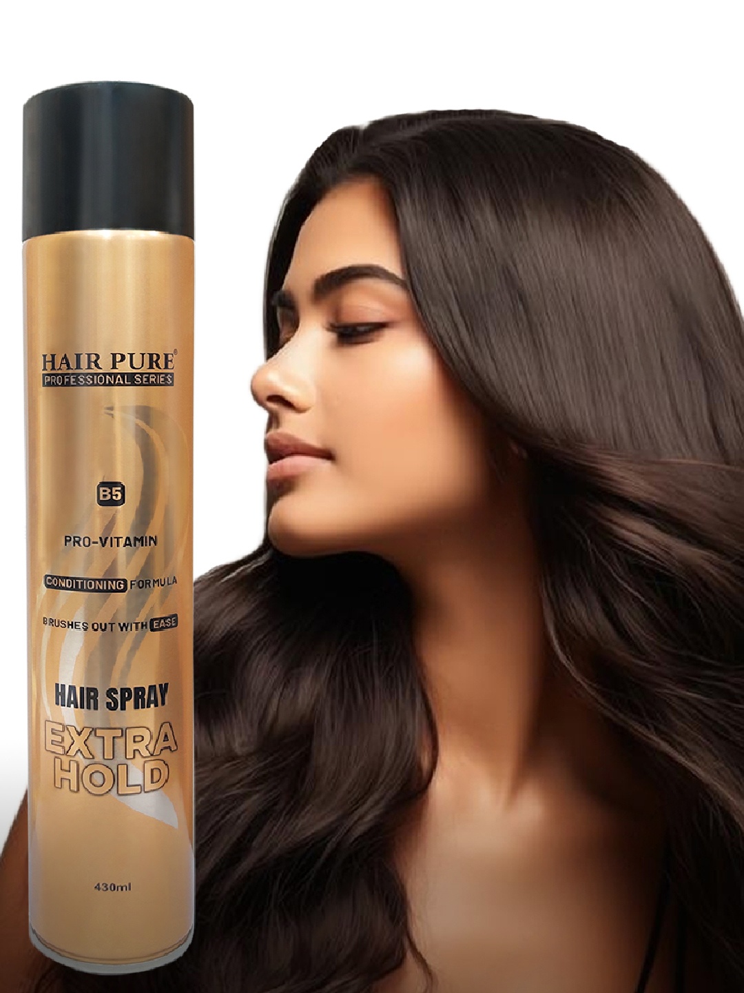 

Hair Pure Pro-Vitamin B5 Conditioning Formula Extra Hold Hair Spray- 430 ml, Black