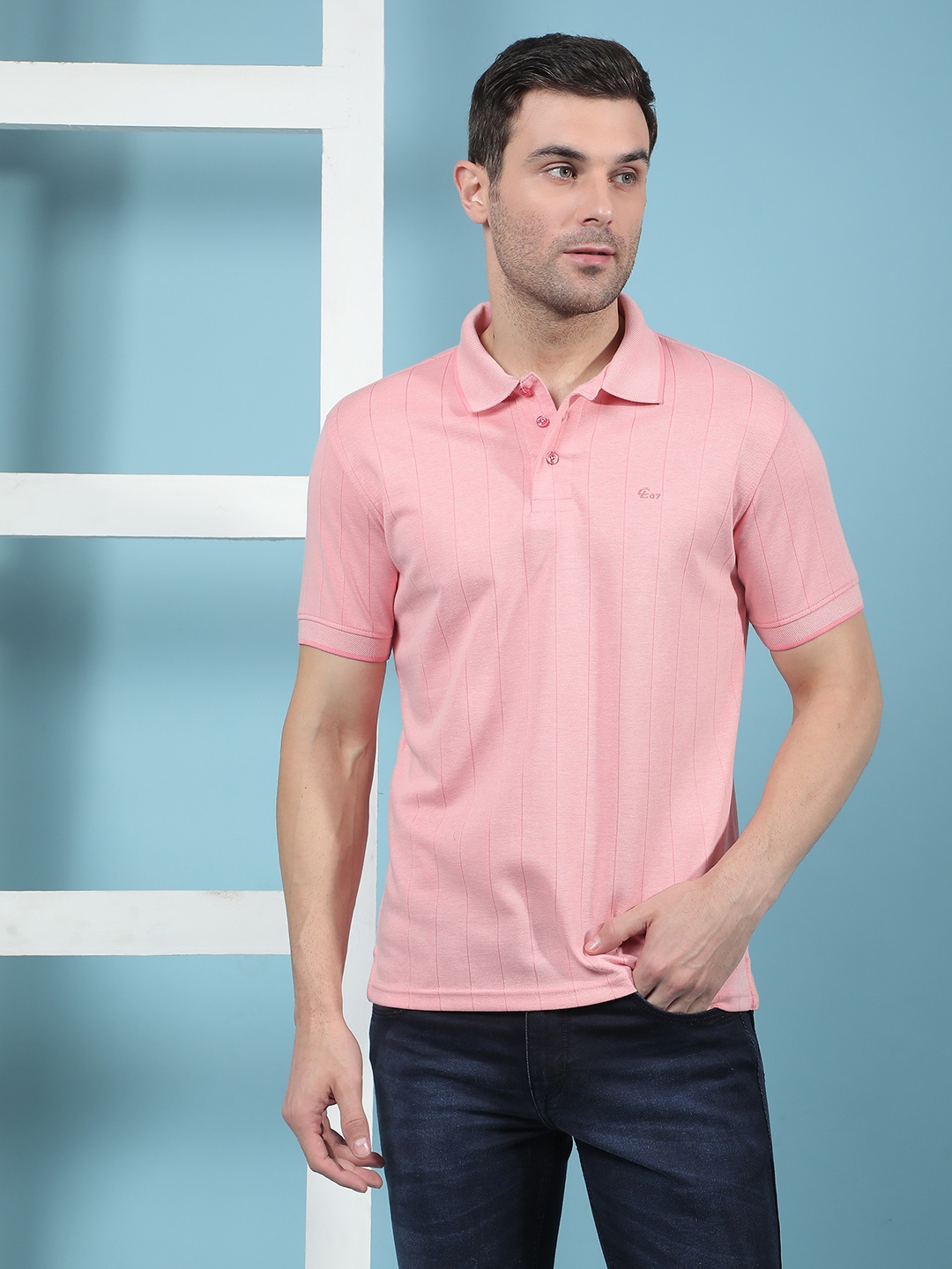 

Canary London Men Polo Collar Slim Fit T-shirt, Pink