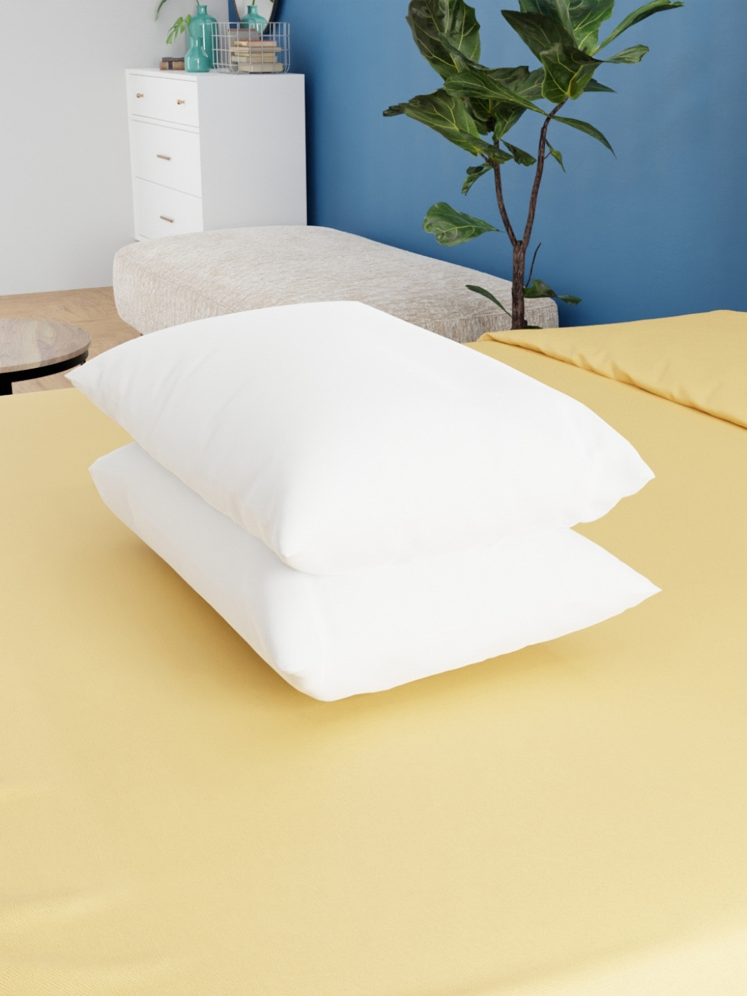 MAXNAP Sleep Support White 2 Pieces Microfiber Filling Breathable Sleep Pillows