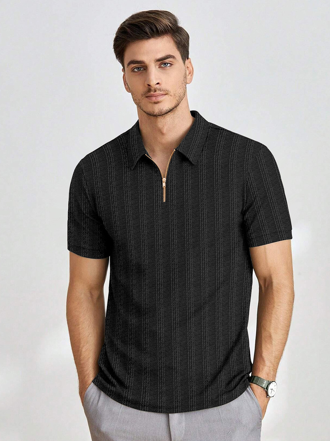 Moda Rapido Men Checked Polo Collar T-shirt
