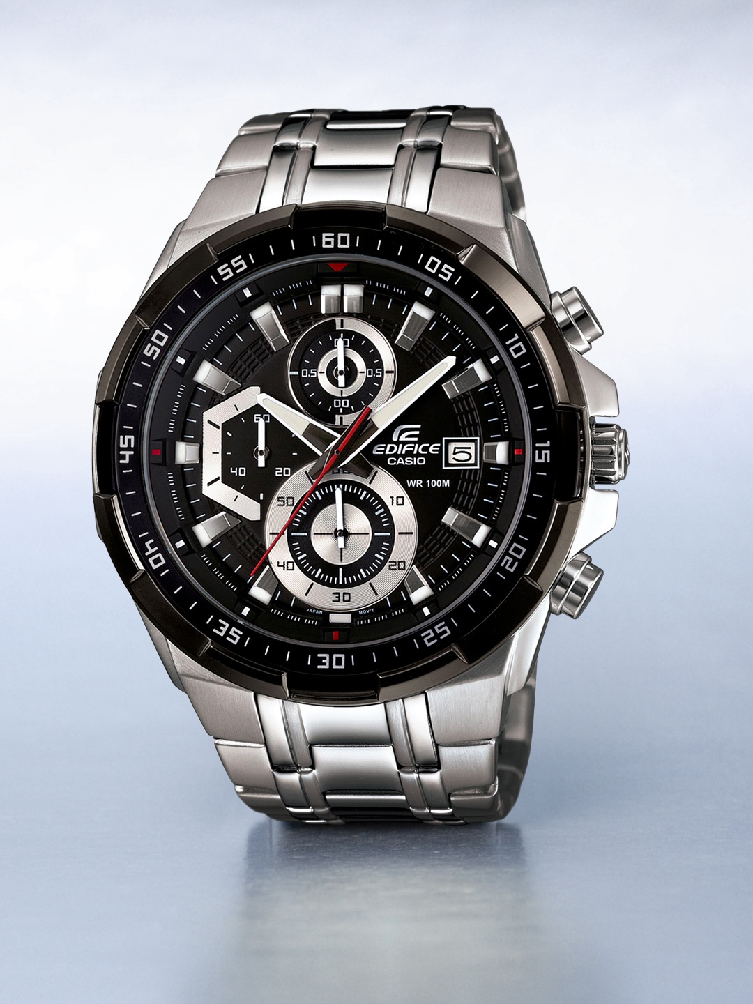 

CASIO Men EDifice EFR-539D-1AVUDF Black Analog Dial Silver Stainless Steel Band EX191