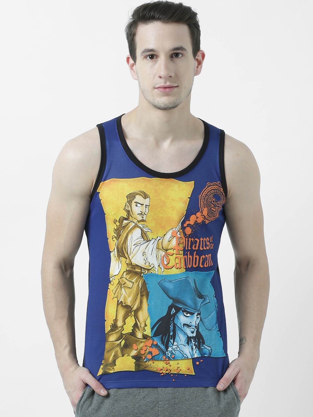 

Disney by Wear Your Mind Men Blue Printed Round Neck T-shirt