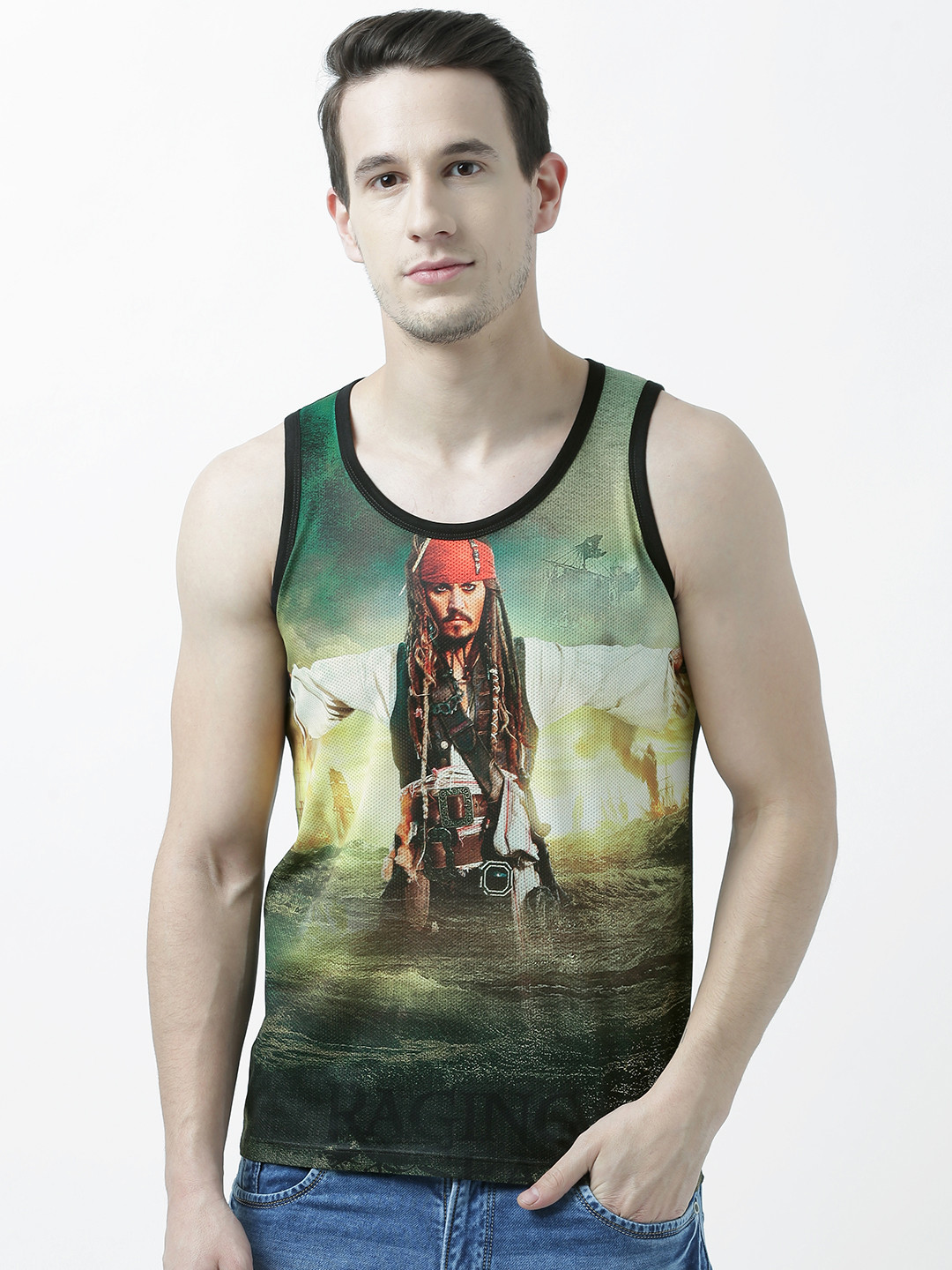 

Disney by Wear Your Mind Men Green Printed Round Neck T-shirt