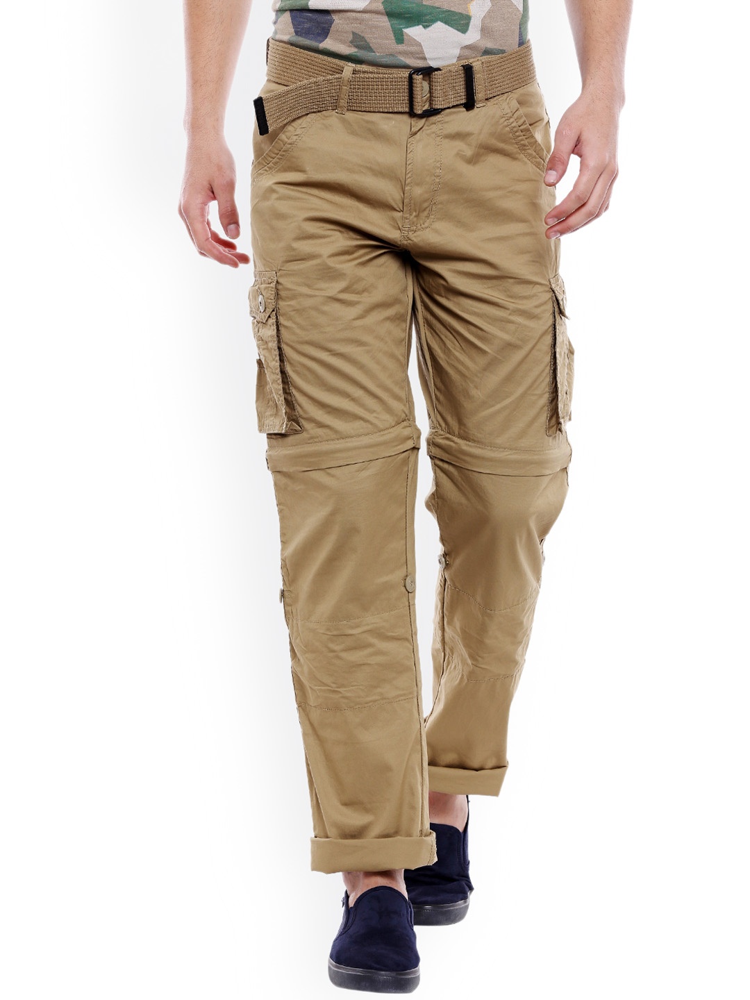 

beevee Men Khaki Regular Fit Solid Cargos