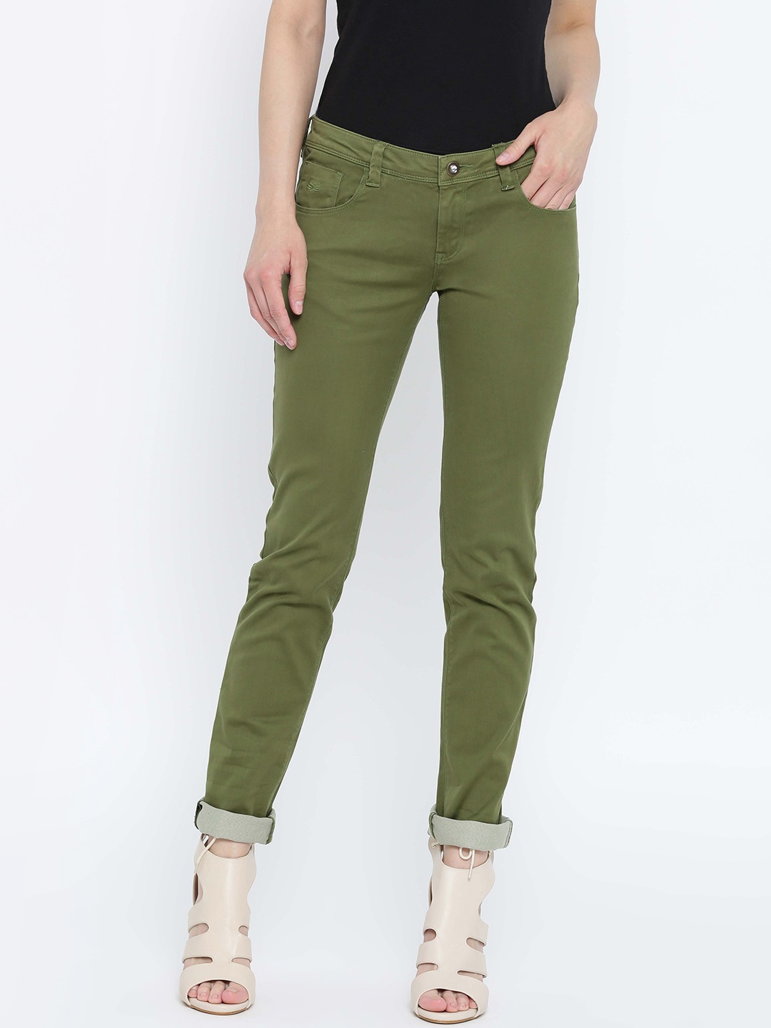 

Flying Machine Women Olive Green Twiggy Super Skinny Fit Trousers