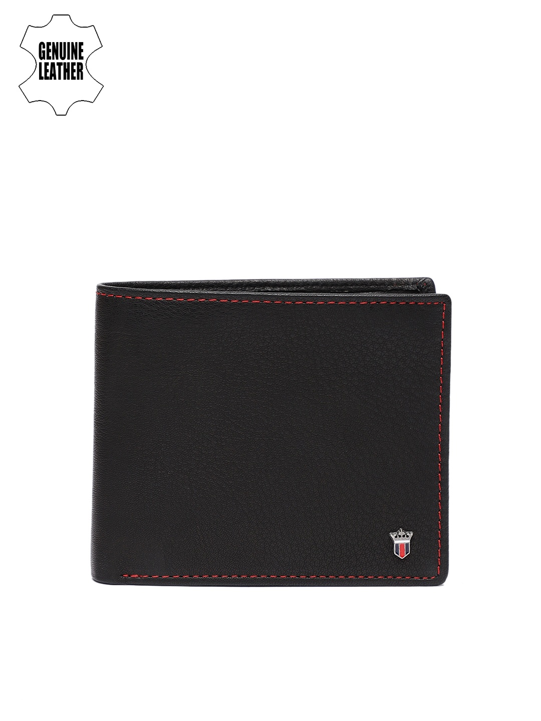 

Louis Philippe Men Black Solid Genuine Leather Two Fold Wallet