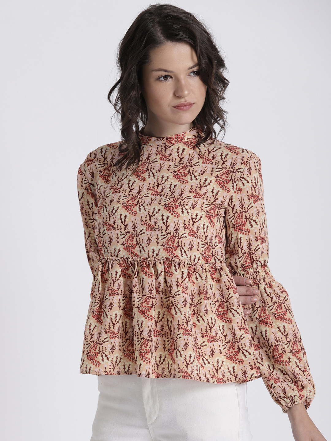 

Chemistry Women Peach-Coloured Printed Top