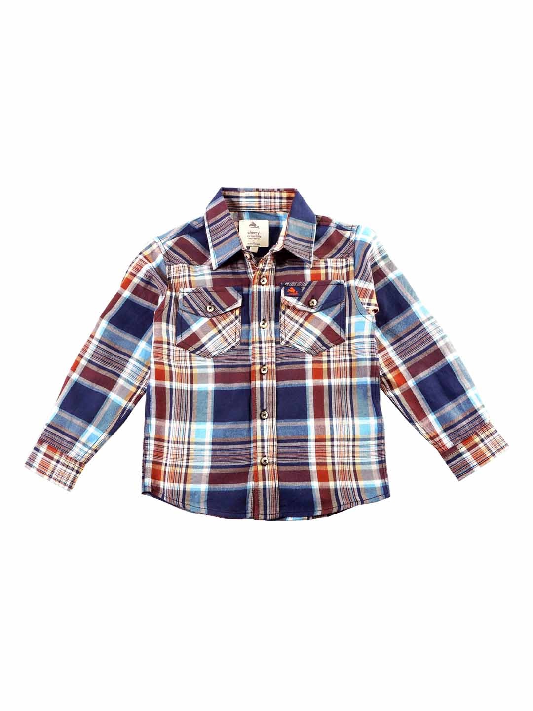 

Cherry Crumble Unisex Blue & Brown Checked Casual Shirt