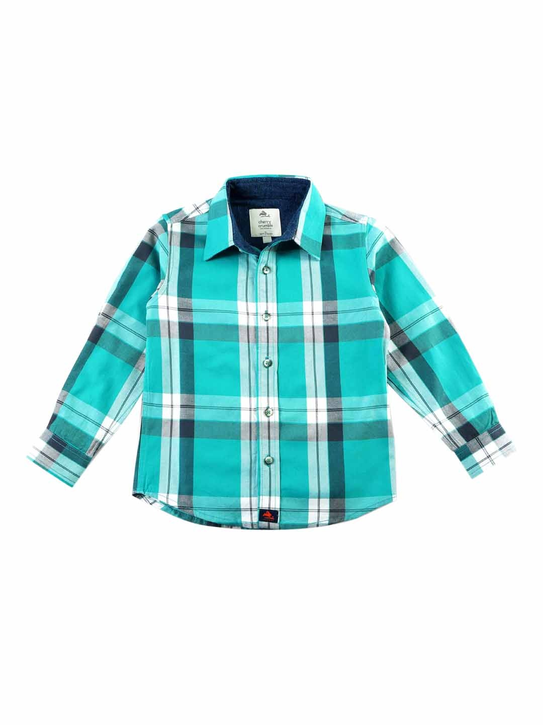 

Cherry Crumble Unisex Blue & Sea Green Checked Casual Shirt