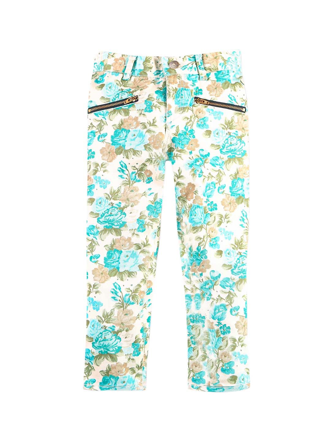 

Cherry Crumble Unisex White & Sea Green Regular Fit Mid-Rise Clean Look Jeans
