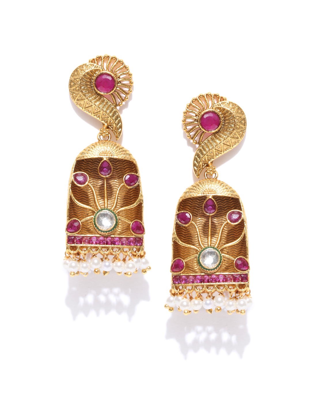 

Priyaasi Pink Gold-Plated Handcrafted Classic Drop Earrings