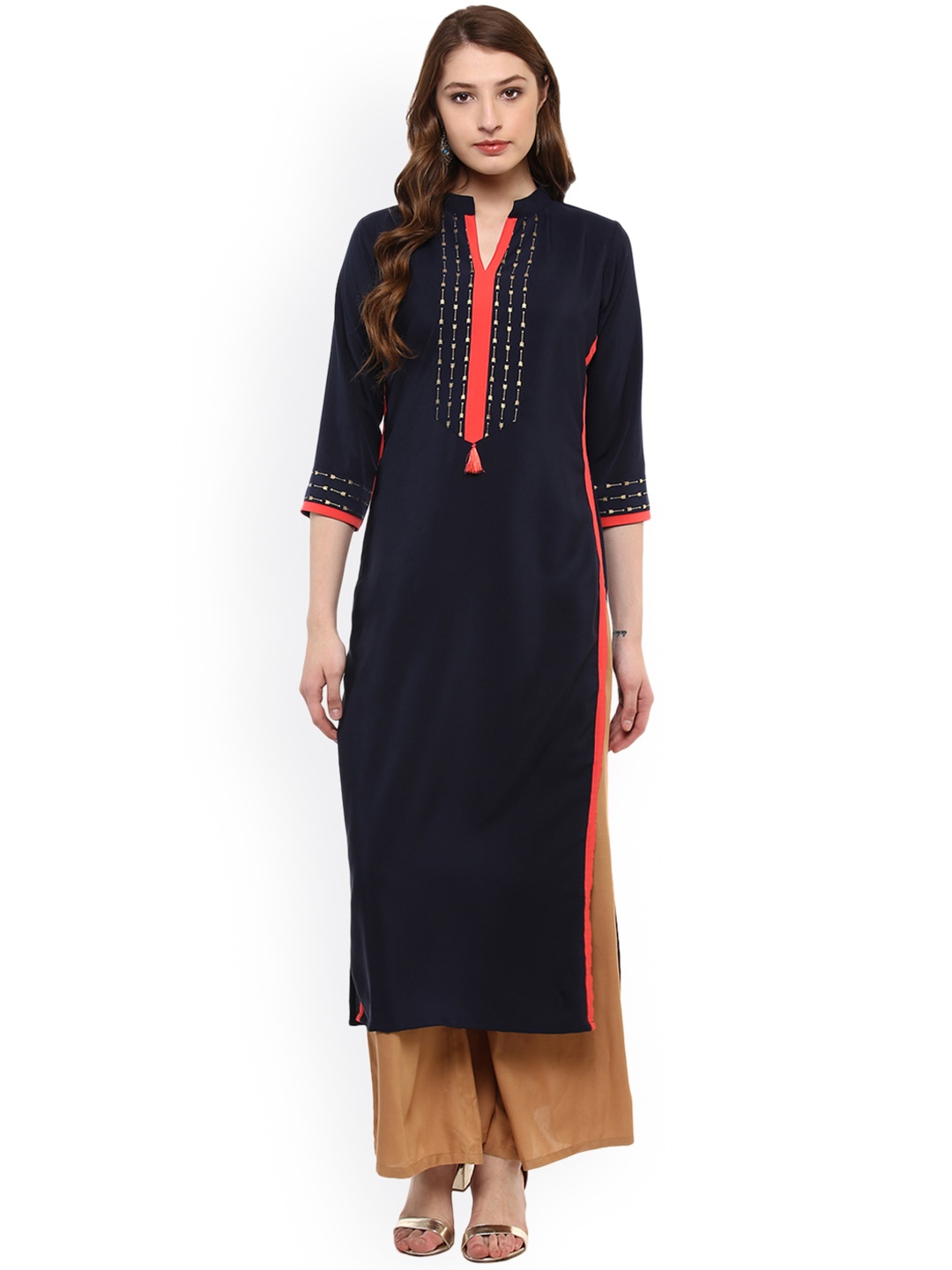 

ZIYAA Women Blue Solid Straight Kurta