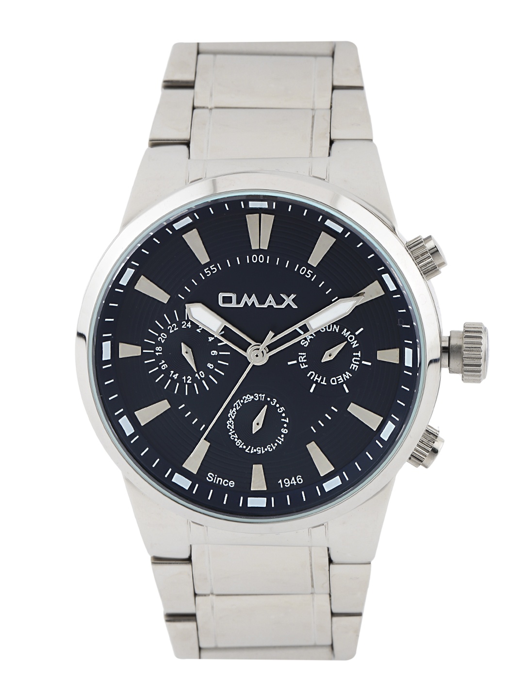 

Omax Men Navy Multifunction Dial Watch SS613-PNP, Navy blue