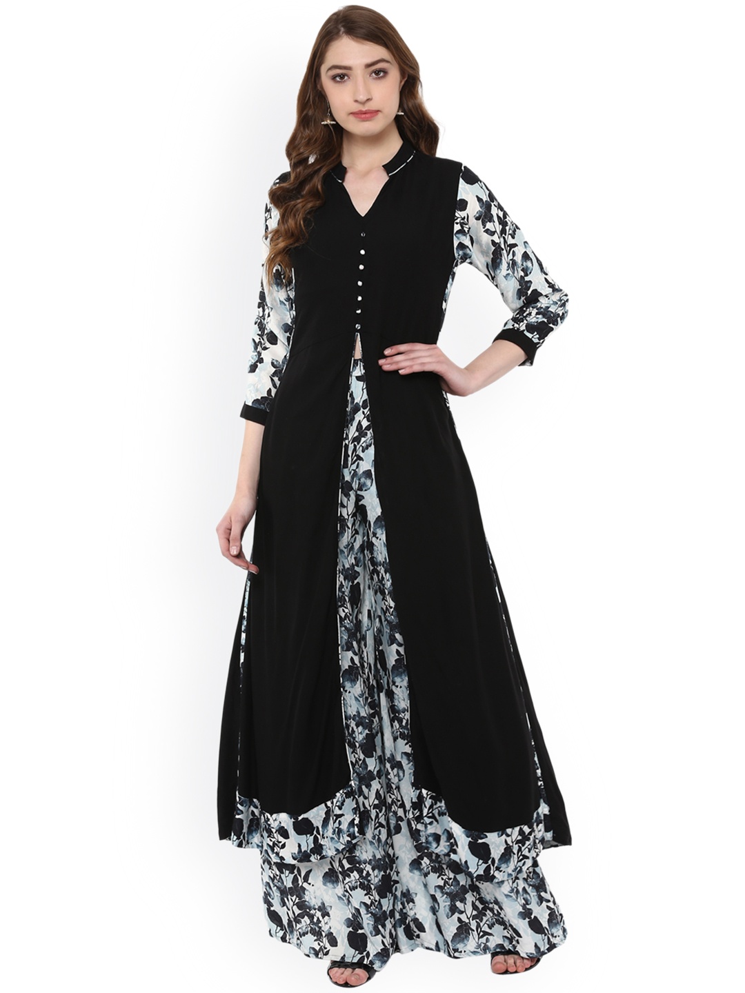 

ZIYAA Women Black Solid A-Line Kurta