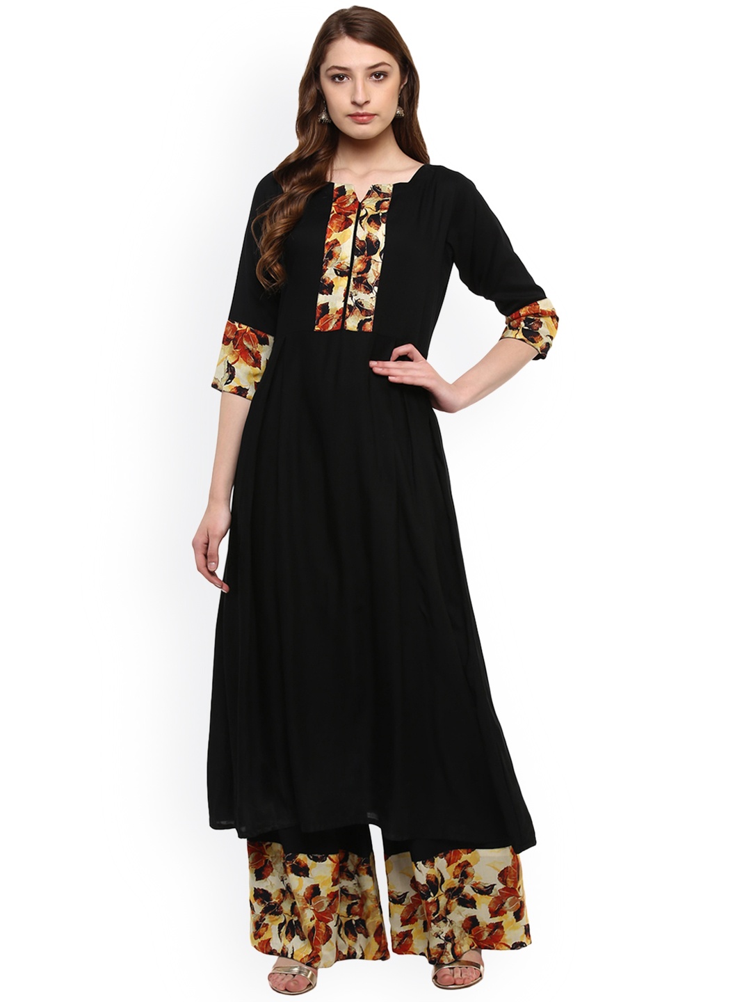 

ZIYAA Women Black Solid A-Line Kurta