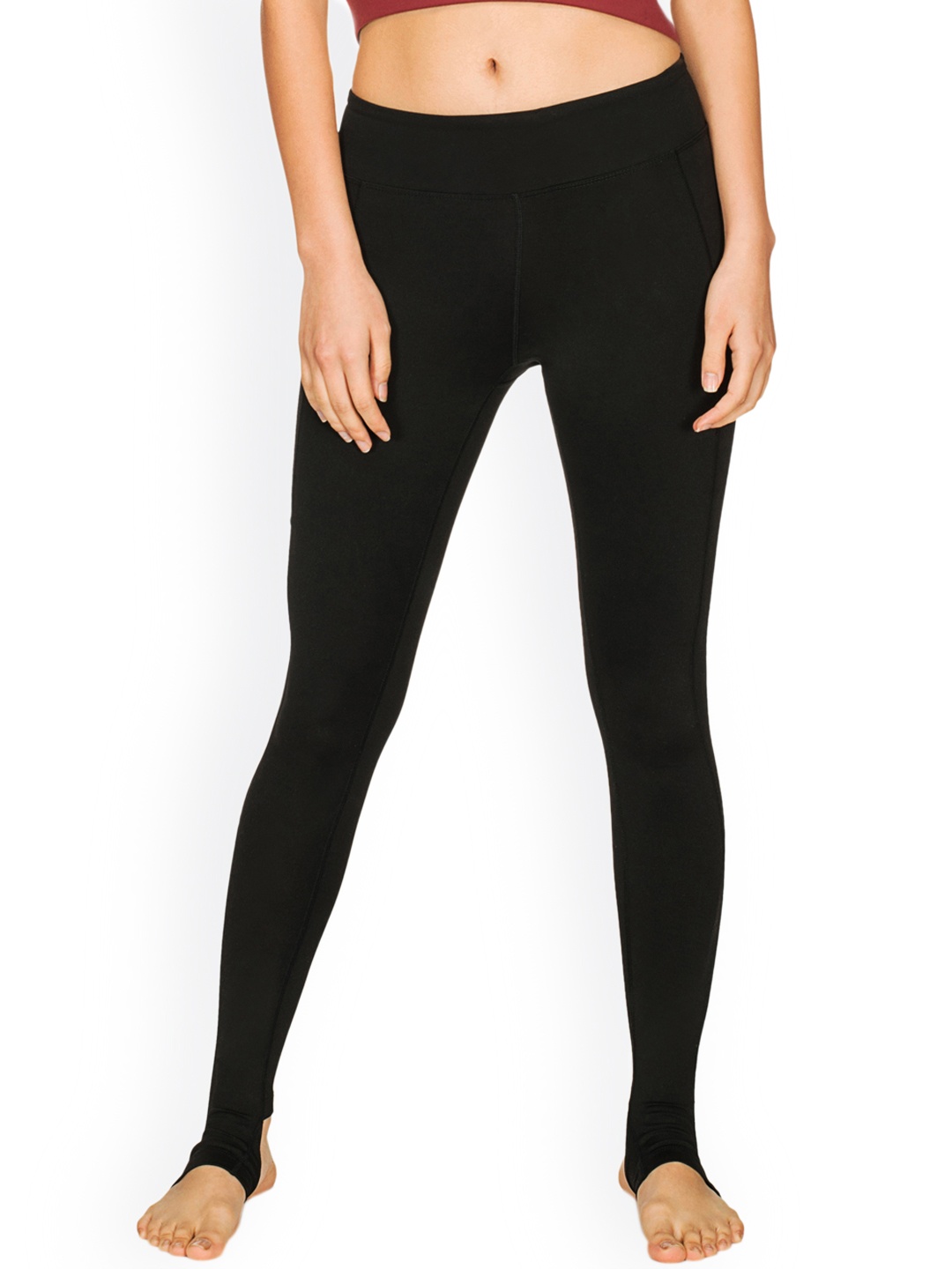 

Fitkin Women Black Stirrup Tights